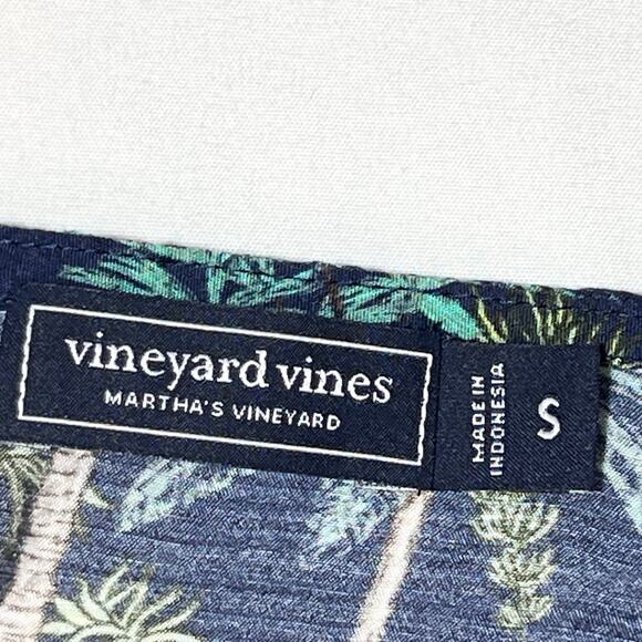 Vineyard Vines Textured Button Front Kaftan Sleeveless Dress Tropical Navy Small - Picture 11 of 14